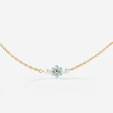 Forever Blue Daisy Necklace Gold