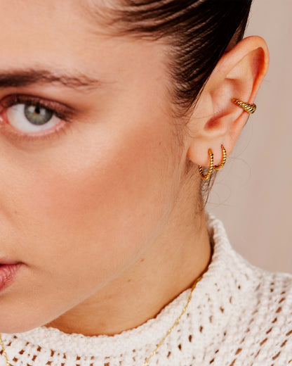 Twisted Hoop Bundle Small Gold