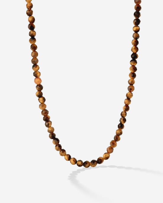 Tiger's Eye Bead Necklace Silber
