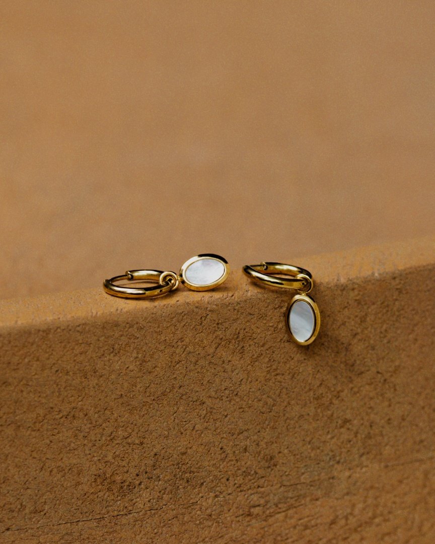 Mother of Pearls Hoop Set Silber