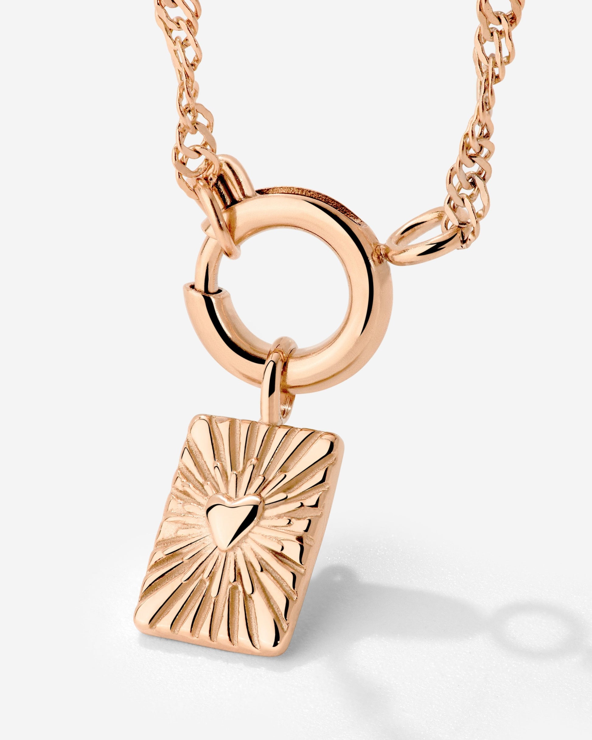 Glowing Heart Singapore Chain Necklace Set Roségold