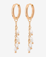 Pearl Chain Hoop Set Small Roségold