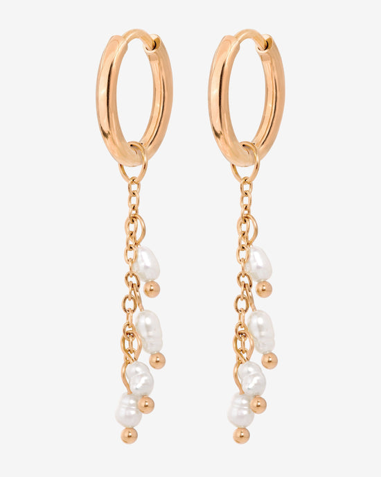 Pearl Chain Hoop Set Small Roségold