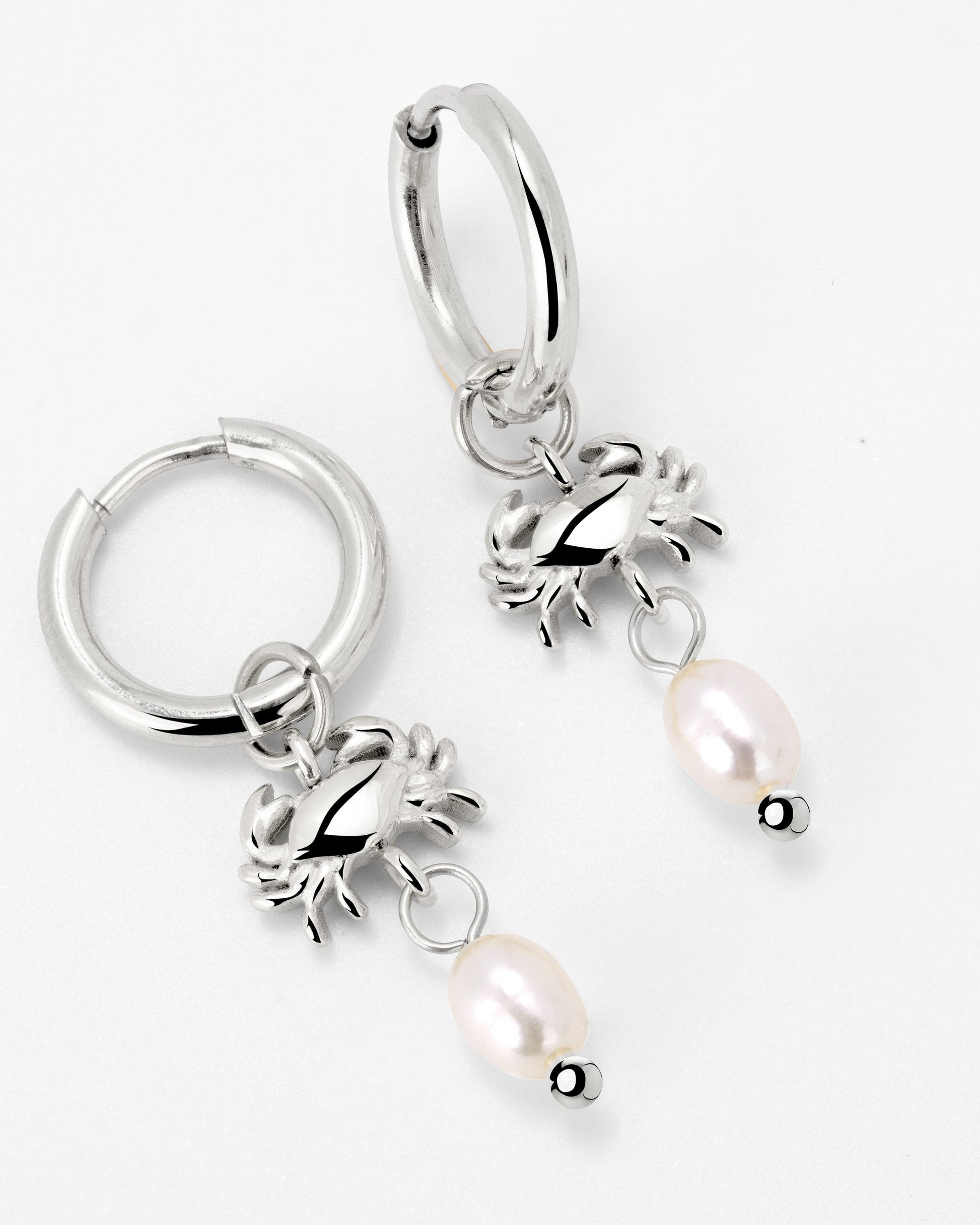 Crab Chaser Hoop Set Small Silber