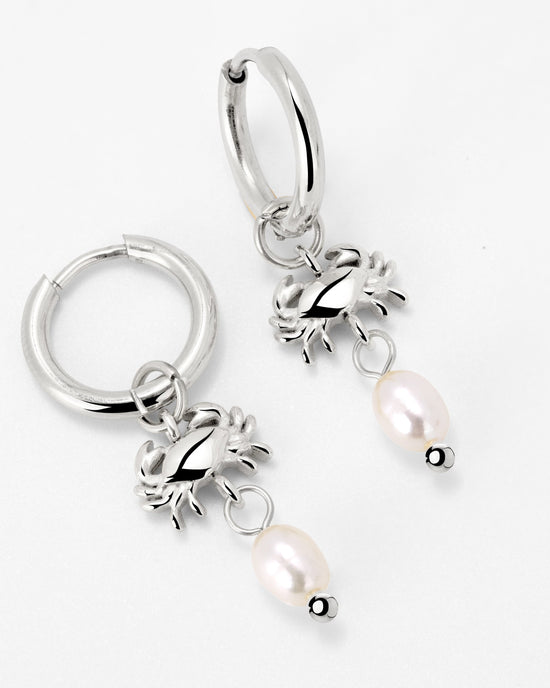 Crab Chaser Hoop Set Small Silber