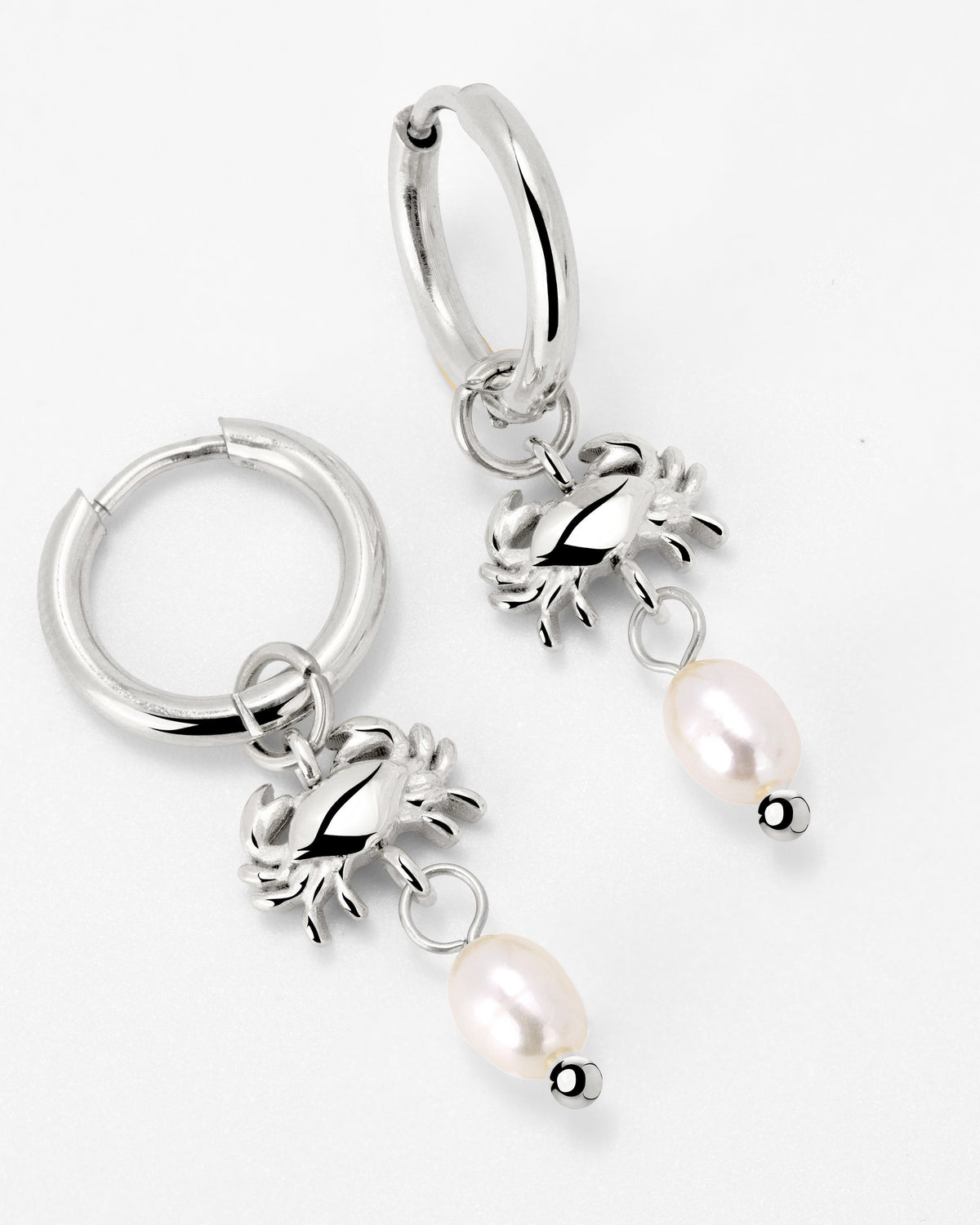 Crab Chaser Hoop Set Small Silver