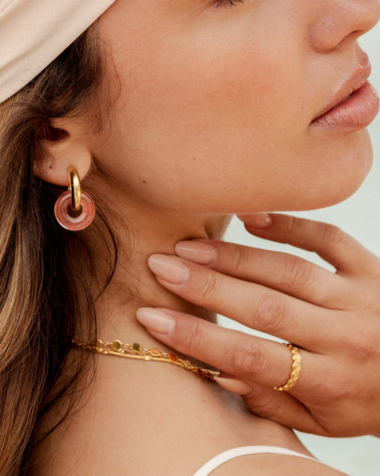 Chunky Peachy Donut Hoop Set Medium Gold