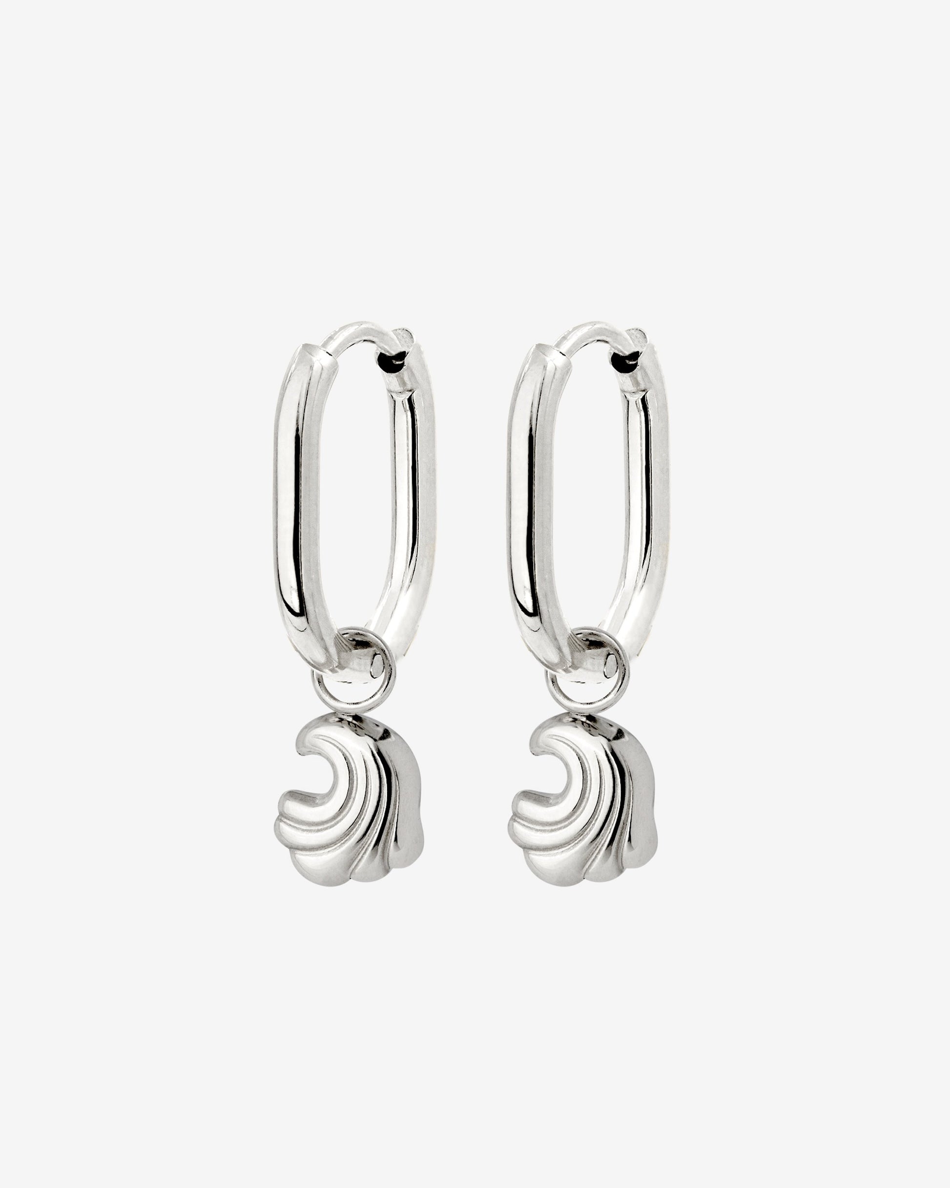 Curvy Wave Oval Hoop Set Baby Silber