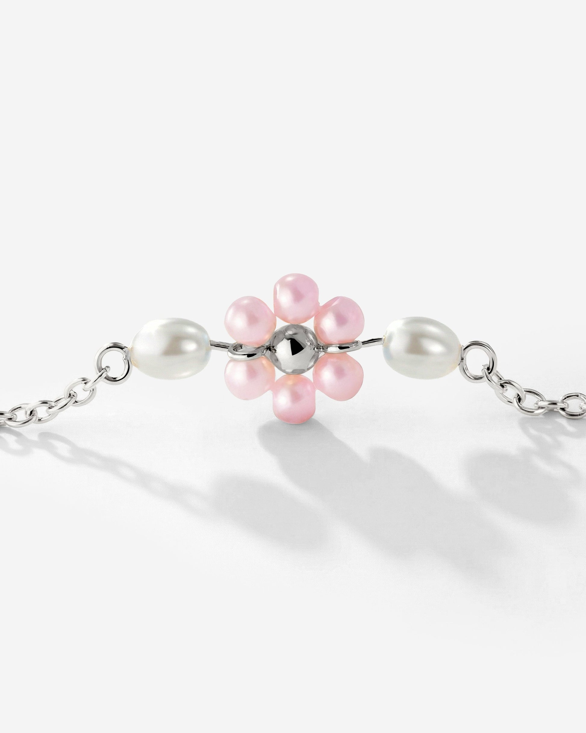 Pretty Pink Daisy Necklace Silber
