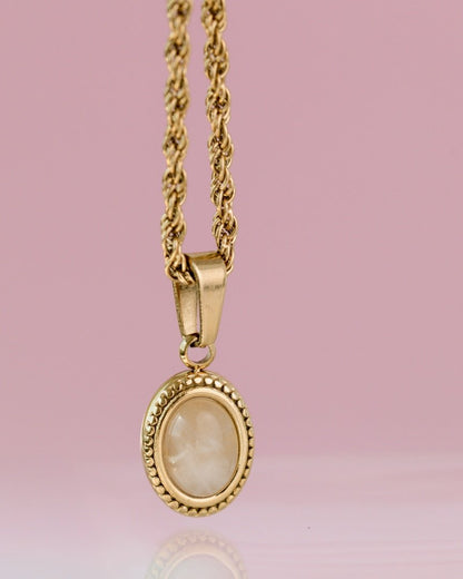 Blush Quartz Necklace Gold