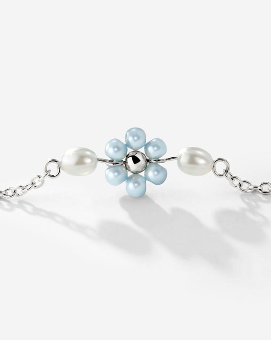 Forever Blue Daisy Necklace Silber