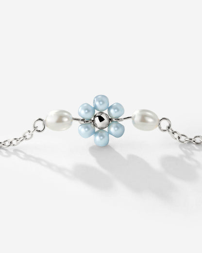 Forever Blue Daisy Necklace Silber