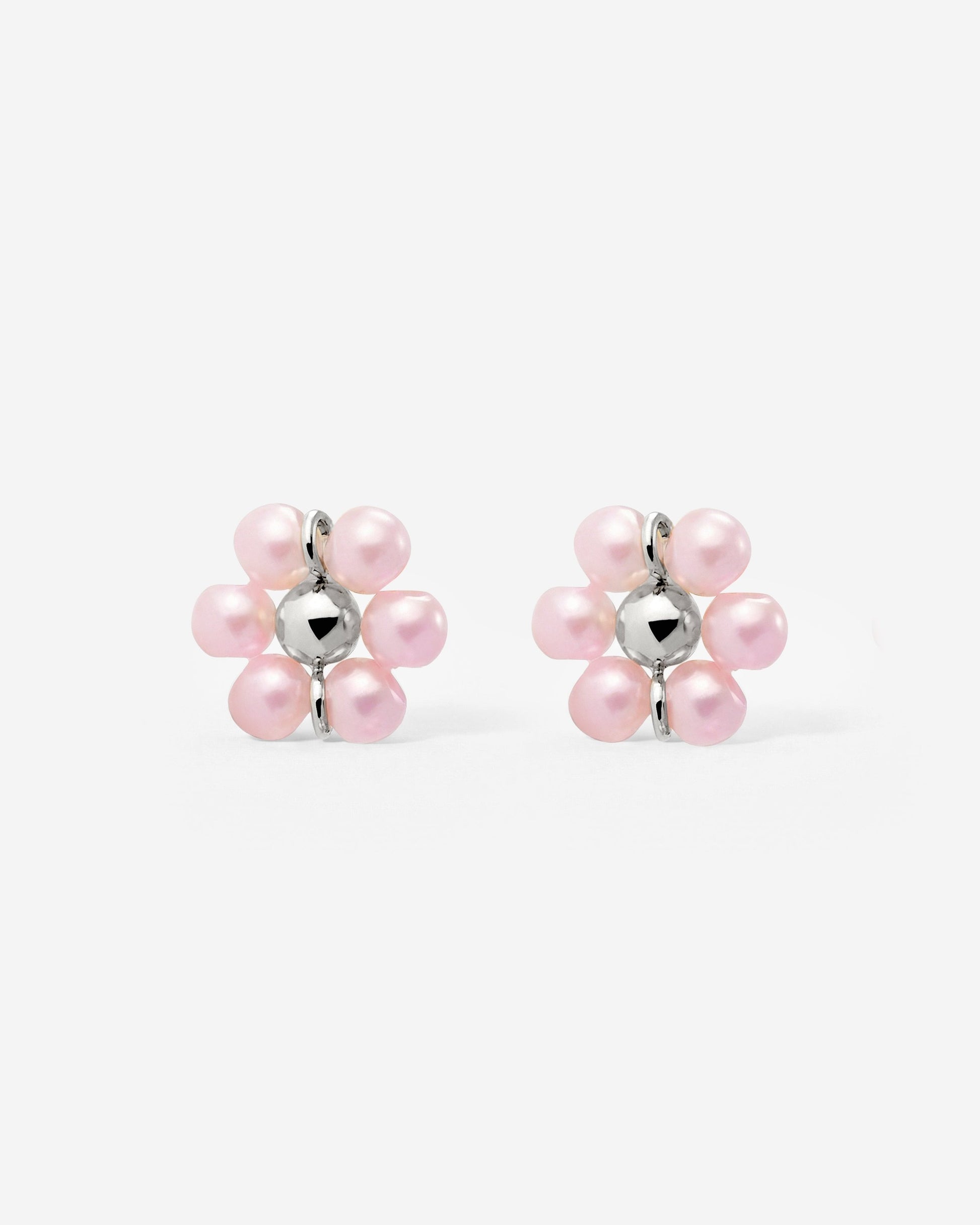 Pretty Pink Daisy Studs Silber