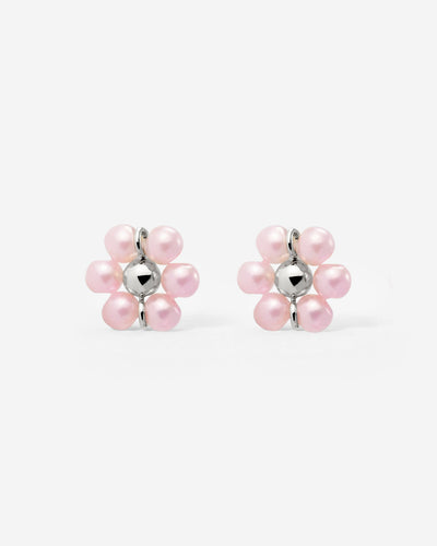 Pretty Pink Daisy Studs Silber