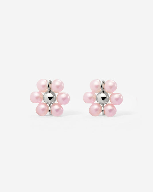 Pretty Pink Daisy Studs Silber