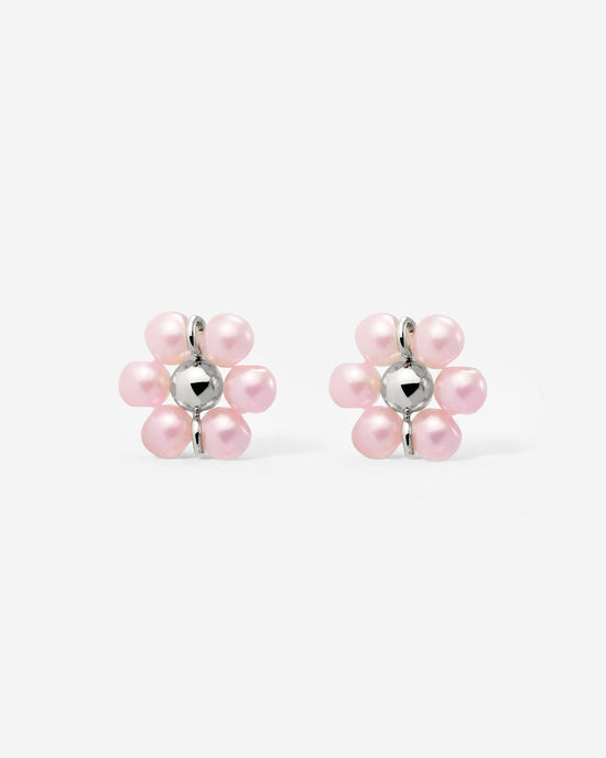 Pretty Pink Daisy Studs Silber