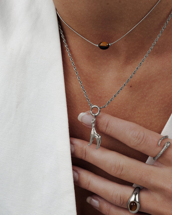 Giraffe Rope Chain Necklace Set Silber