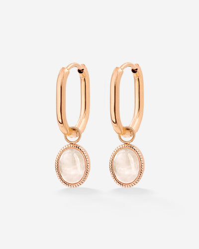 Blush Quartz Oval Hoop Set Baby Roségold