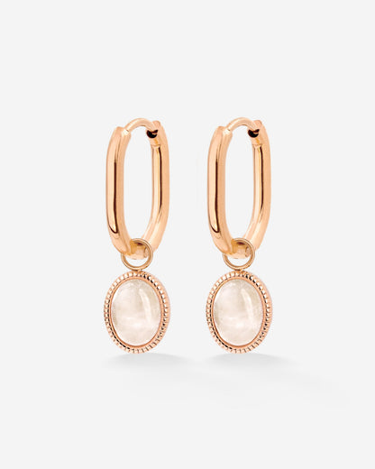 Blush Quartz Oval Hoop Set Baby Roségold