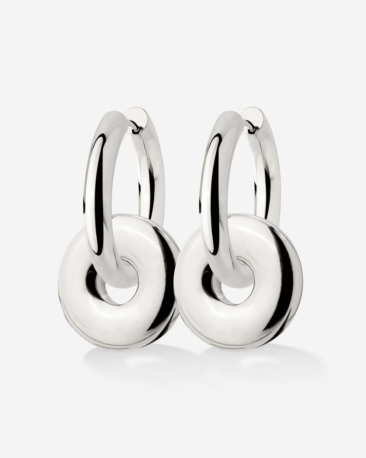 Chunky Sleek Donut Hoop Set Medium Silver