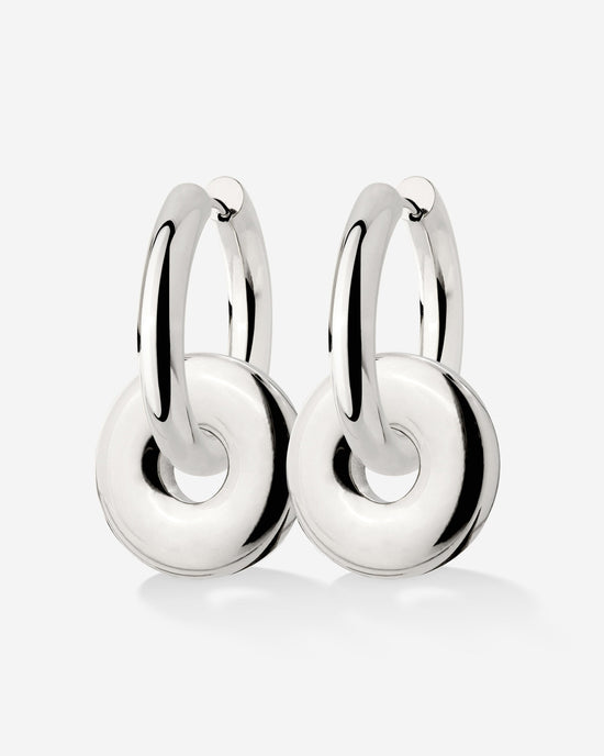 Chunky Sleek Donut Hoop Set Medium Silber