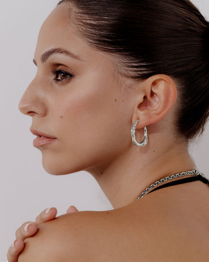 Branch Pearl Hoop Studs Silber