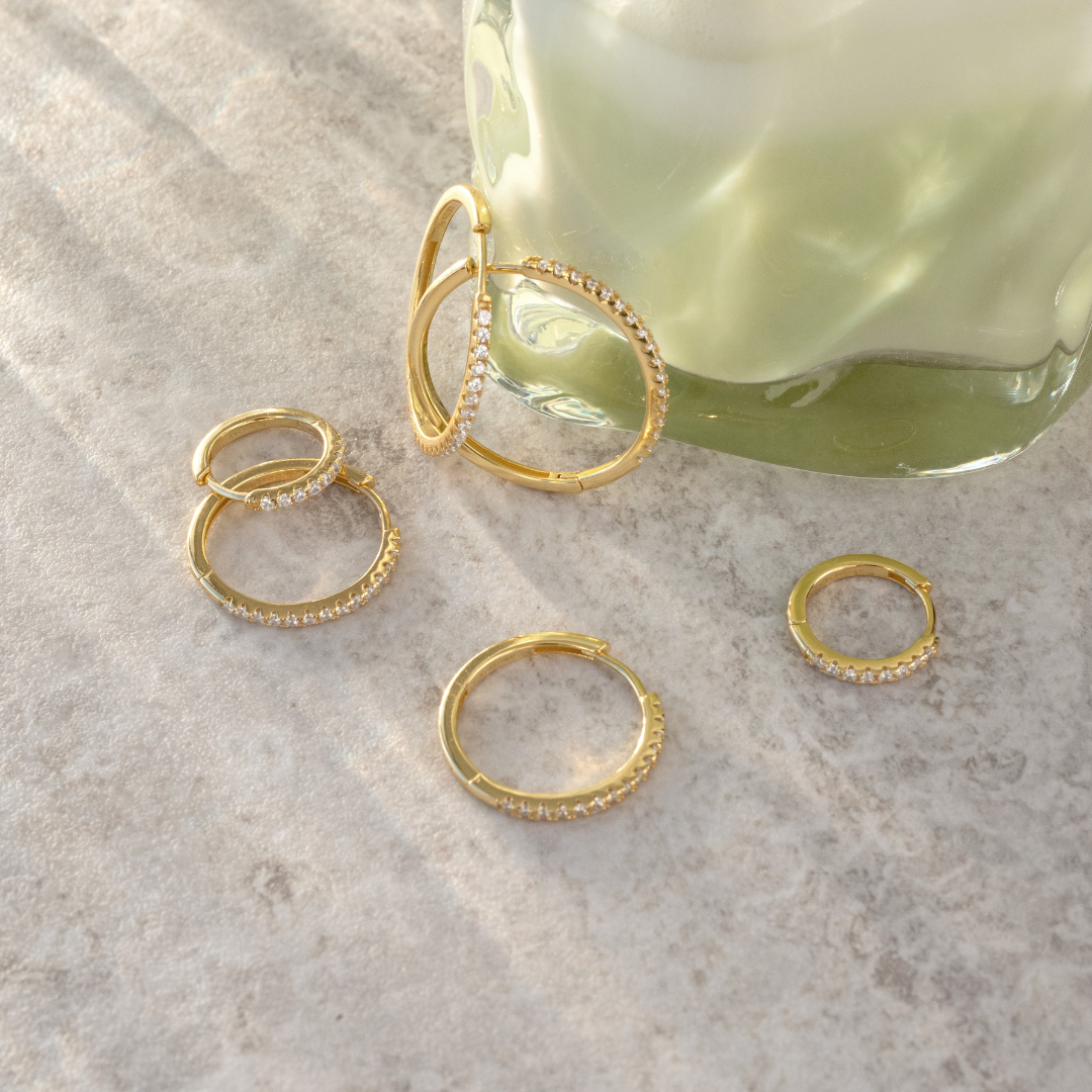 Delicate Sparkle Hoops Large Silber