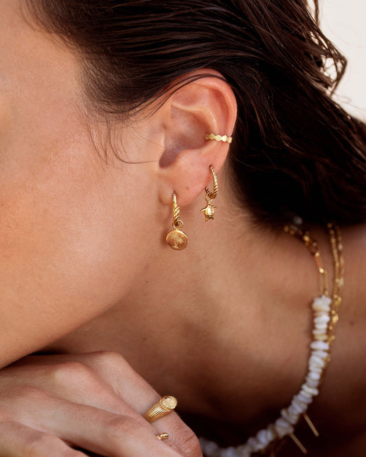 Sea Turtle Twisted Hoop Set Small Gold