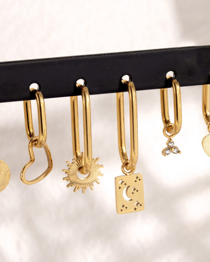 Sun Ray Oval Hoops Small Gold