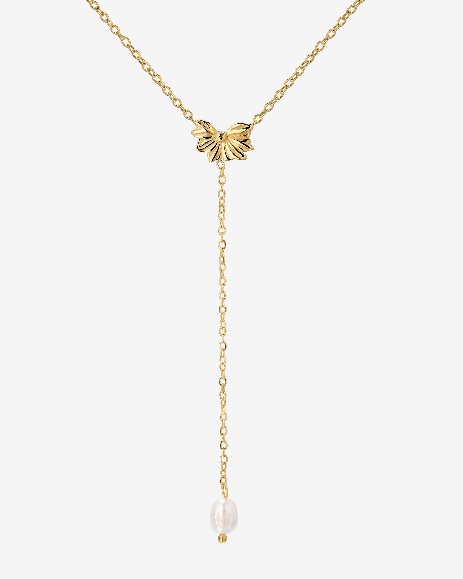 Petal Pearl Y-Necklace Gold
