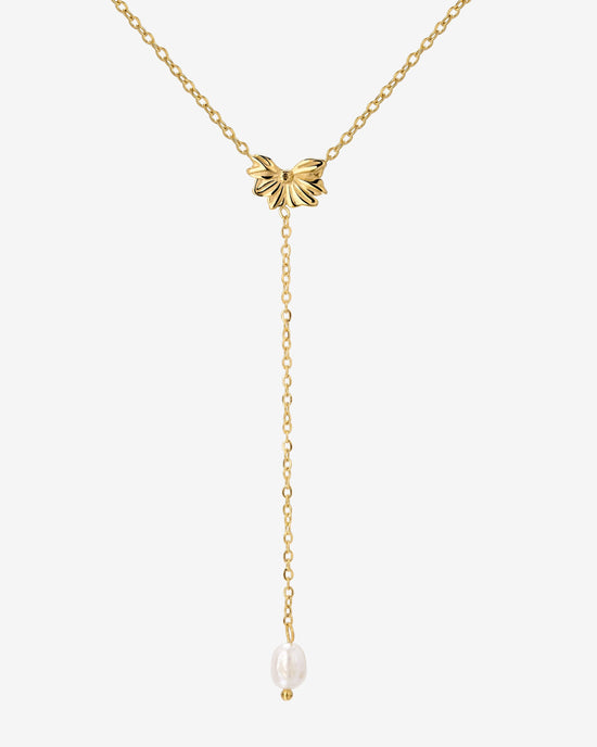 Petal Pearl Y-Necklace Gold