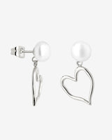 Melting Heart Pearl Studs Silber