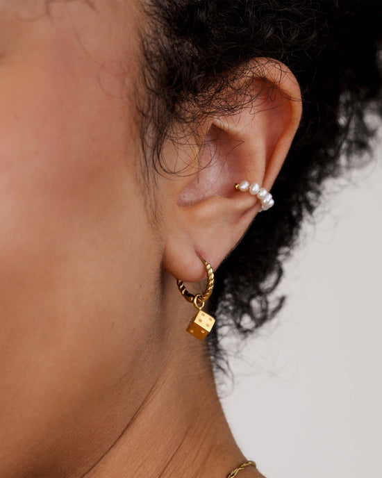 Lucky Dice Twisted Hoop Set Baby Gold