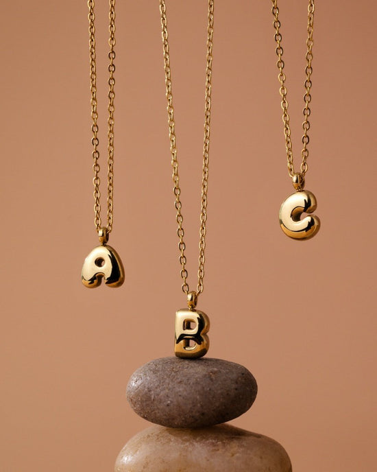 Bubble Letter Necklace Gold