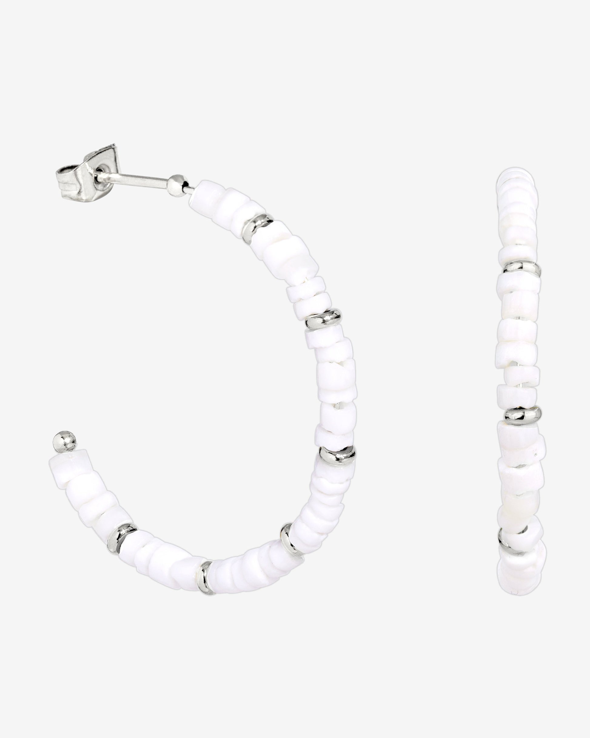 Puka Shell Hoop Studs Silber