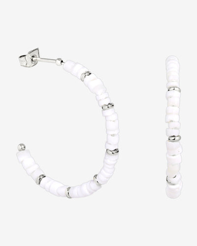 Puka Shell Hoop Studs Silber