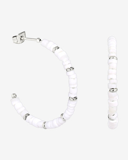 Puka Shell Hoop Studs Silber