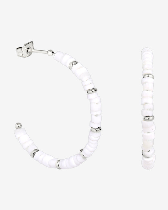 Puka Shell Hoop Studs Silber