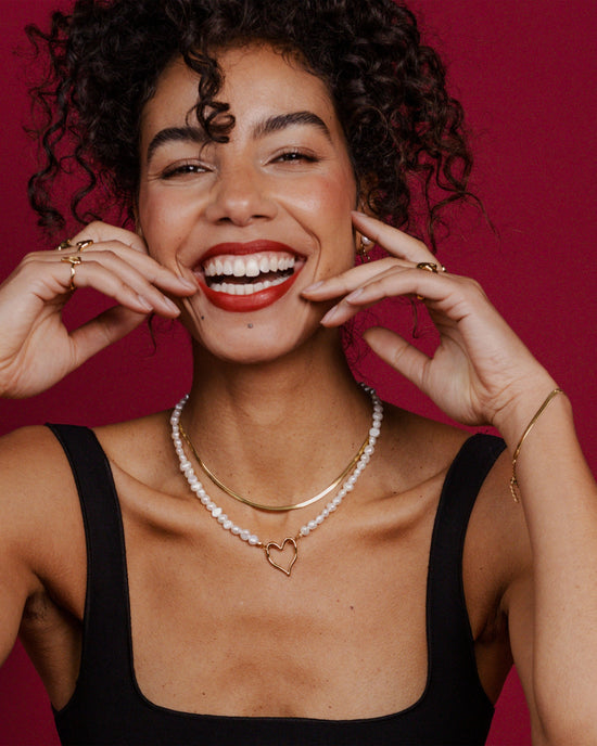 Slim Herringbone Necklace Gold