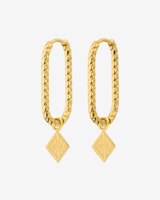 Rombo Oval Twisted Hoops Small Gold