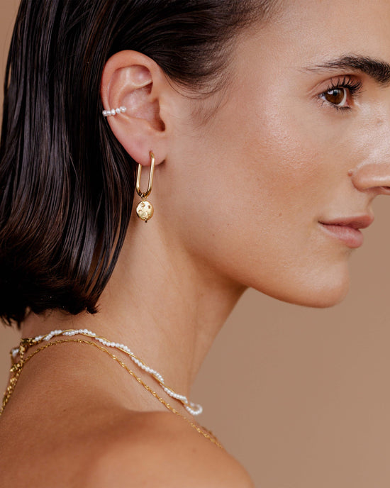 Shiny Stars Oval Hoop Set Small Gold