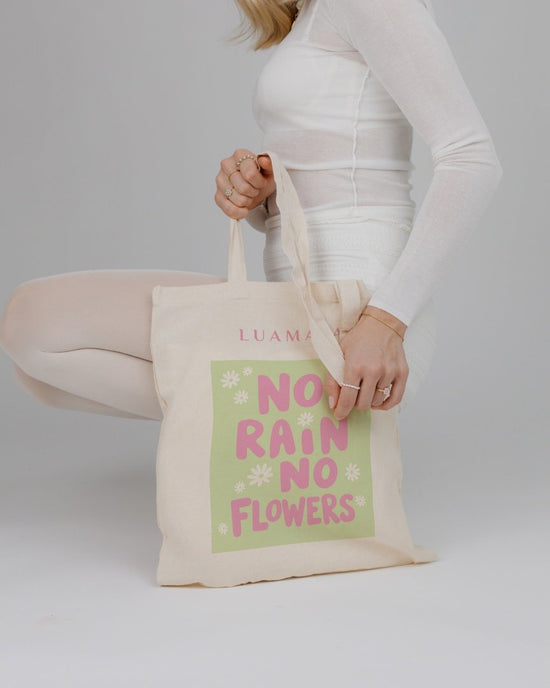 Jutetasche No rain no flowers