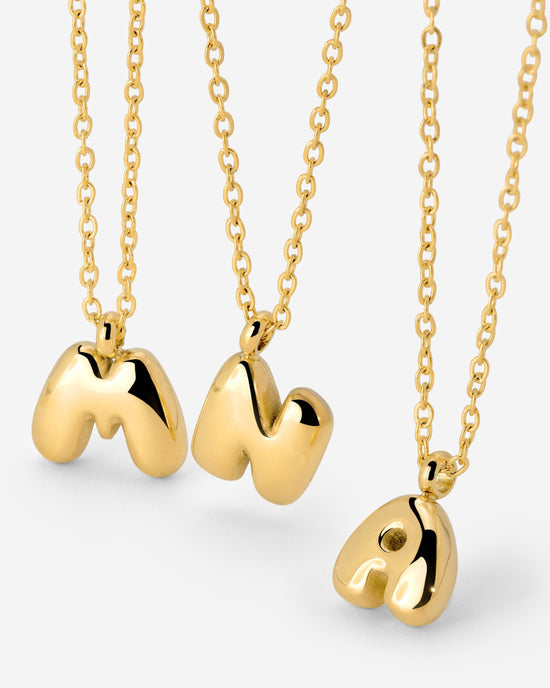 Bubble Letter Necklace Gold