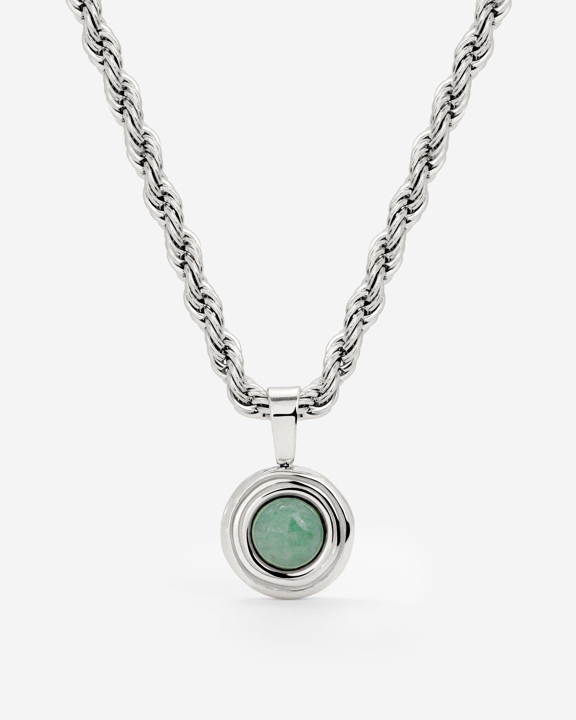 Olive Glow Necklace Silber