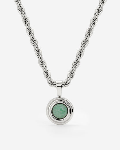 Olive Glow Necklace Silber