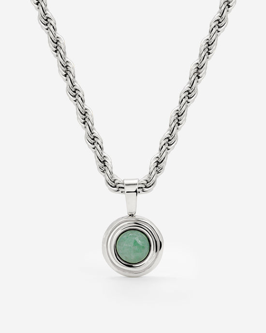 Olive Glow Necklace Silber