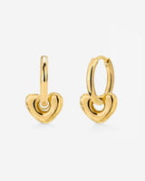 Phat Heart Hoop Set Small Gold