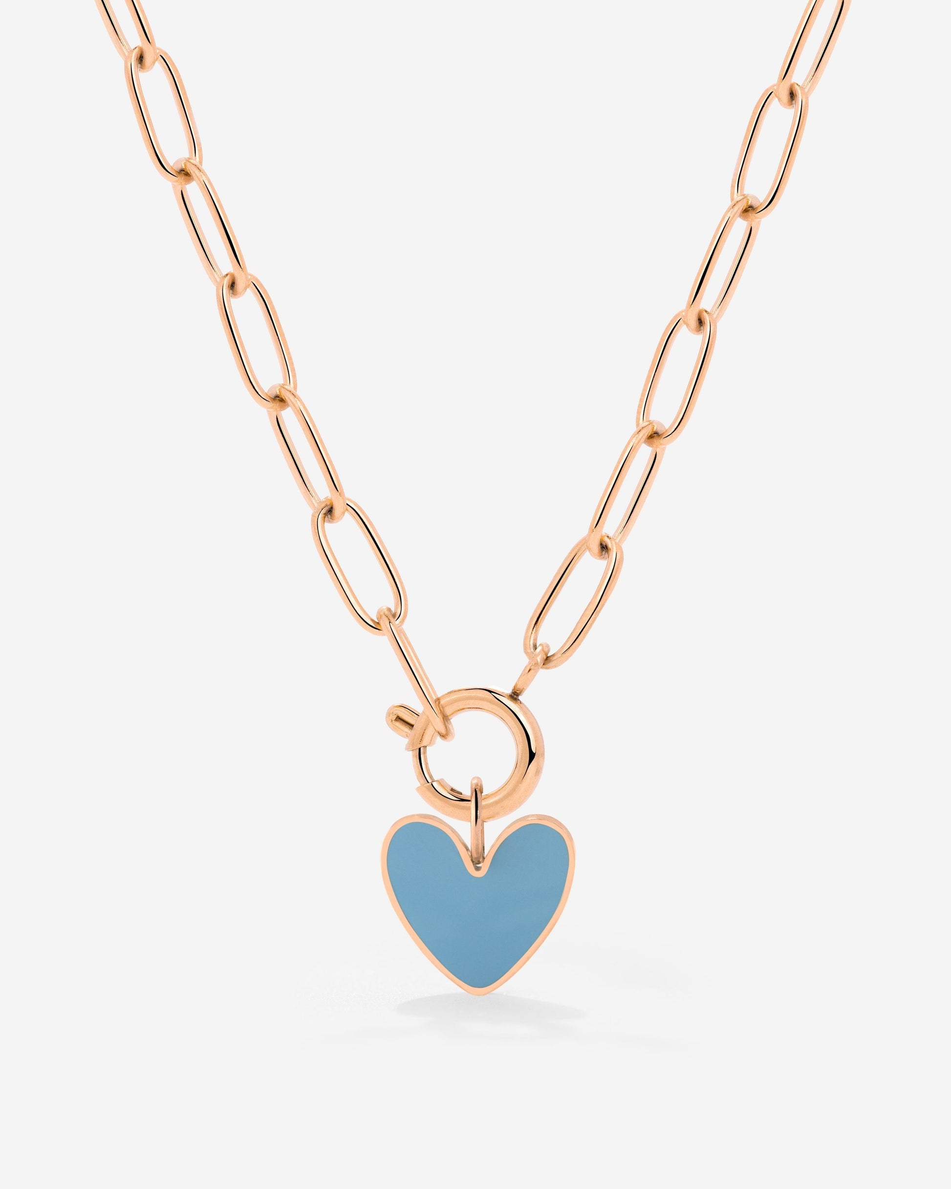 Blue Heart Oval Links Necklace Set Roségold
