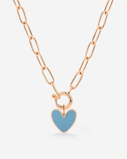 Blue Heart Oval Links Necklace Set Roségold