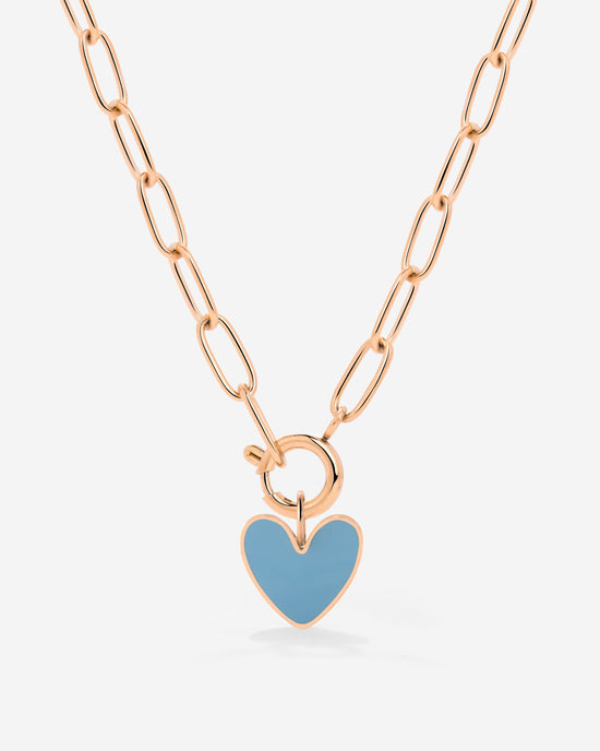 Blue Heart Oval Links Necklace Set Roségold